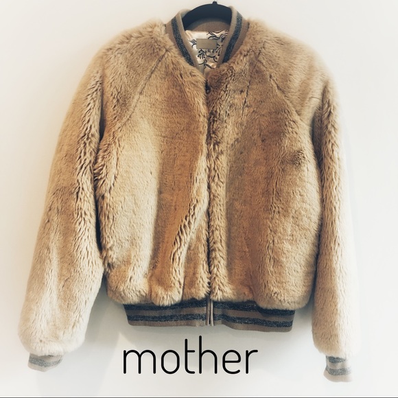 MOTHER Jackets & Blazers - MOTHER tan faux shearling bomber jacket.